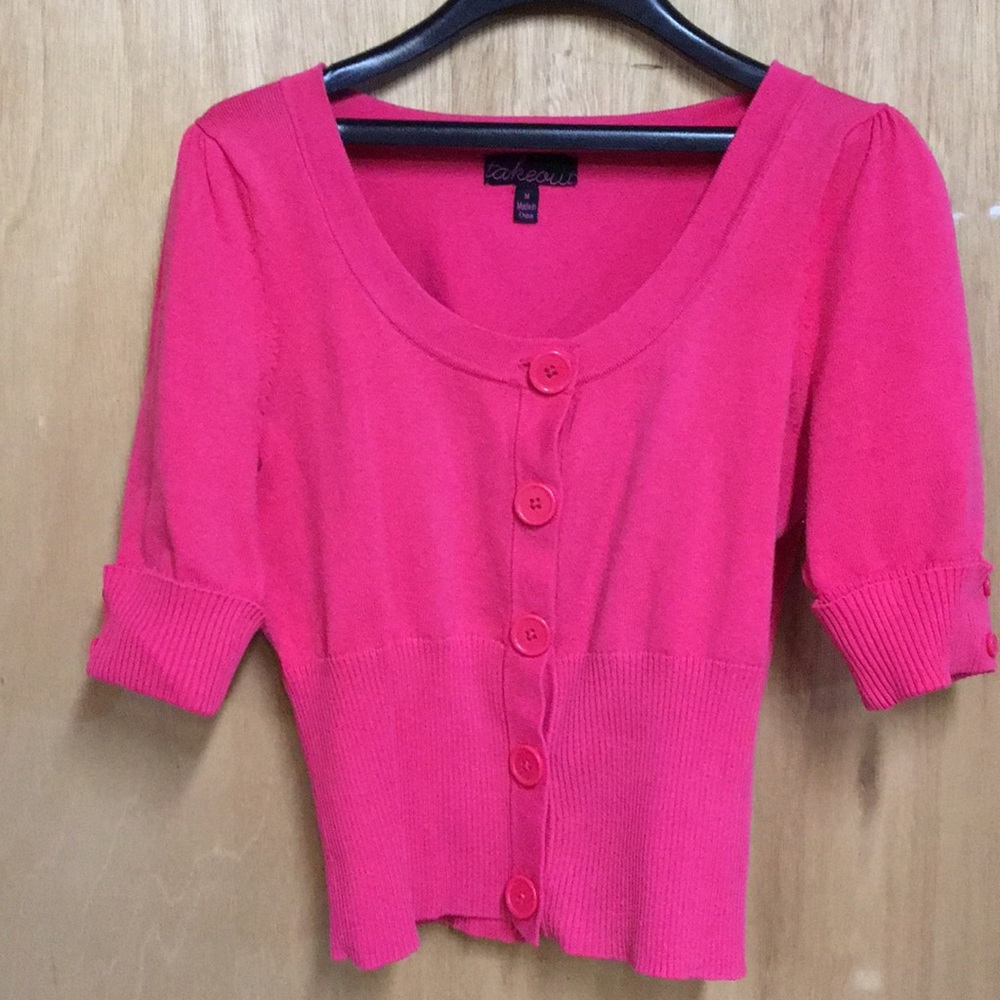 Coral colored cardigan